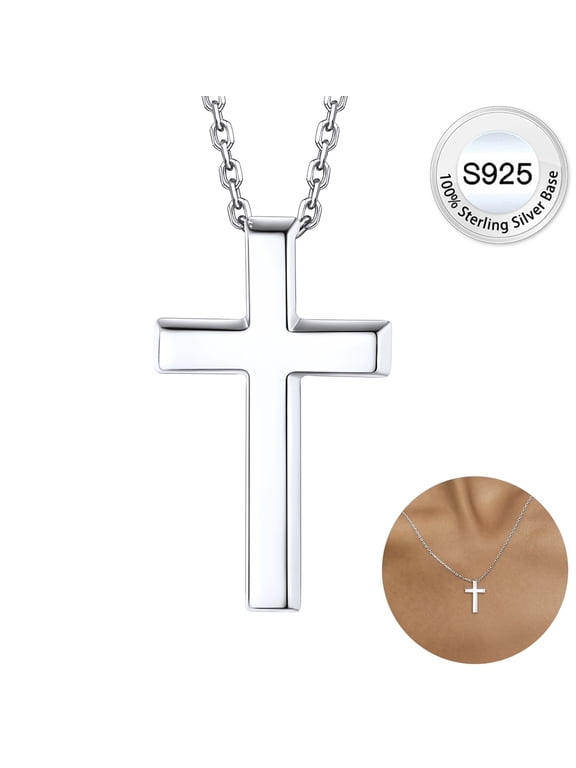 Pure 925 Sterling Silver Cross Necklace for Women, Small Cross Pendant Choker Birthday Christmas Prayer Gifts for Daughter Niece