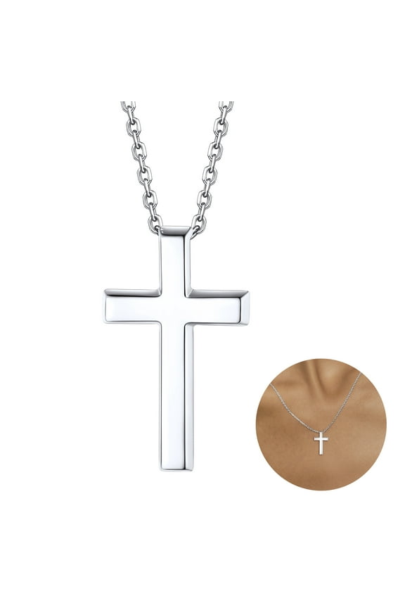 Sterling Silver Cross Necklace for Women, Small Cross Pendant Necklace Choker Birthday Christmas Prayer Gifts for Daughter Niece