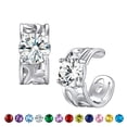 thumbnail image 1 of Bestyle Sterling Silver Ear Cuff Birthstone Earrings, April Created Diamond Clip On Cartilage Earrings for Women Christams Jewelry Gifts, 1 of 8