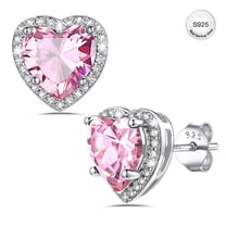 Bestyle Pure 925 Sterling Silver Earrings for Women, 2.0CT Solitaire Synthetic Tourmaline Studs Birthstone Jewelry Gifts for Birthday Valentine's Day