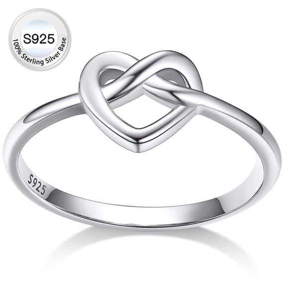 Bestyle Pure 925 Sterling Silver Heart Rings for Women, Simple Celtic Knot Wedding Promise Ring Gifts for Valentine's Day Birthday Anniversary, Size 5