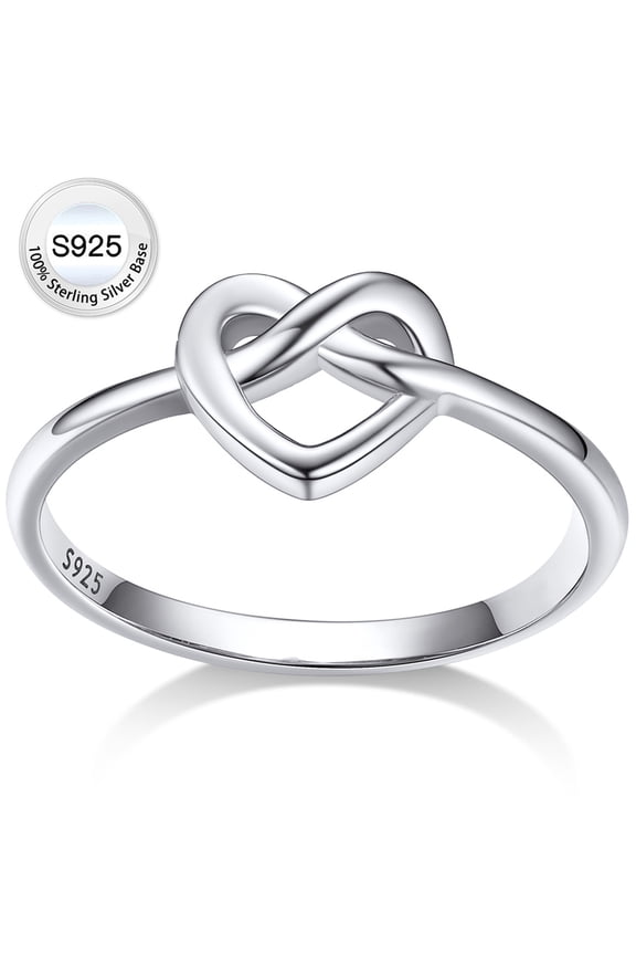 Pure 925 Sterling Silver Heart Rings for Women, Simple Celtic Knot Wedding Promise Ring Gifts for Valentine's Day Birthday Anniversary, Size 5