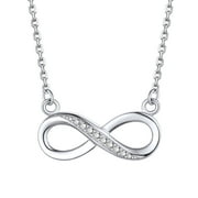 Bestyle Sterling Silver Infinity Necklace Shiny Cubic Zirconia Pendant Necklace for Women Love Infinity Gifts for Birthday Wedding Christmas