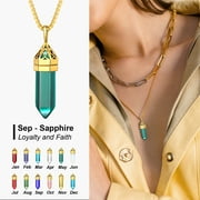 Bestyle Synthetic Emerald Gemstone Pendant Necklaces May Birthstone Jewelry Moonstone Necklace for Women Girls