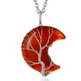 thumbnail image 1 of Bestyle Tree of Life Crescent Moon Necklace Nature Red Agate Gemstones Healing Crystal Necklaces January Birthstone Pendant for Women, 1 of 9