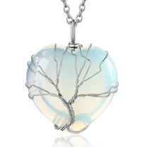 Bestyle Tree of Life Heart Crystal Necklaces for Women, Moonstone Necklace June Birthstone Pendant Jewelry Gift for Mother Wife