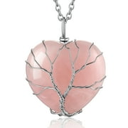 Tree of Life Heart Crystal Necklaces for Women, Moonstone Necklace October Birthstone Pendant Christmas Jewelry Gifts fo