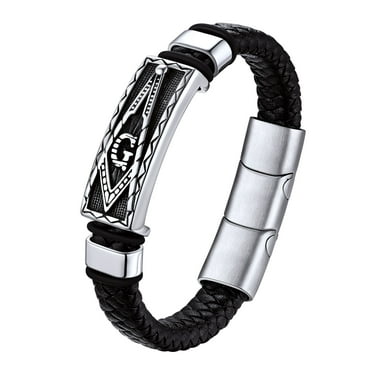 Ayyufe Mens Dual Layer Braided Leather Magnetic Clasp Wrist Bracelet ...