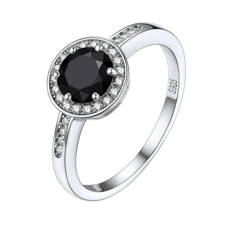 Bestyle Women Carat Black Round-Cut Created Diamond Ring Eternal
