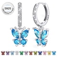 thumbnail image 1 of Bestyle Women 925 Sterling Silver Hoop Earrings Synthetic Topaz Butterfly Birthstone Earrings for Sensitive Ear Christmas Birthday Gifts, 1 of 9