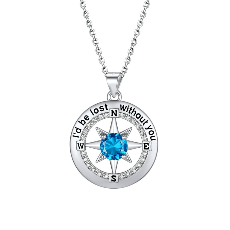 Sterling Silver Blue Topaz Compass Necklace Sterling Silver Blue Topaz Compass Necklace