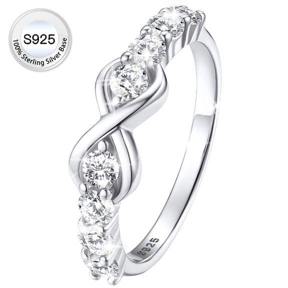 Bestyle Created Diamond Engagement Rings for Women 925 Sterling Silver Infinity Promise Wedding Band Christmas Birthday Anniversary Gifts Size 08