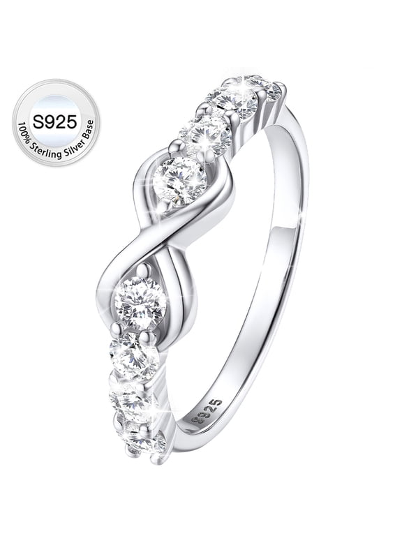 Created Diamond Engagement Rings for Women 925 Sterling Silver Infinity Promise Wedding Band Christmas Birthday Anniversary Gifts Size 08