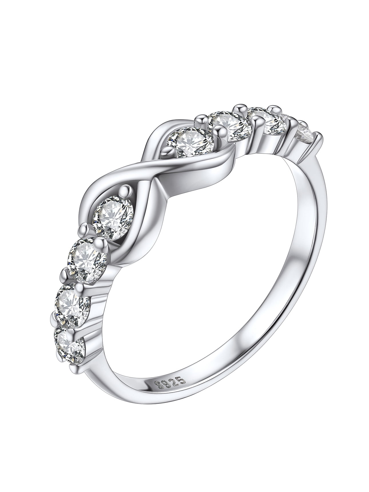 Bestyle Women Love Infinity Ring Sterling Silver Band Ring Shiny Cubic
