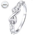 thumbnail image 1 of Bestyle Created Diamond Engagement Rings for Women Pure 925 Sterling Silver Infinity Promise Wedding Band Birthday Valentine's Day Gifts Size 4-12, 1 of 10