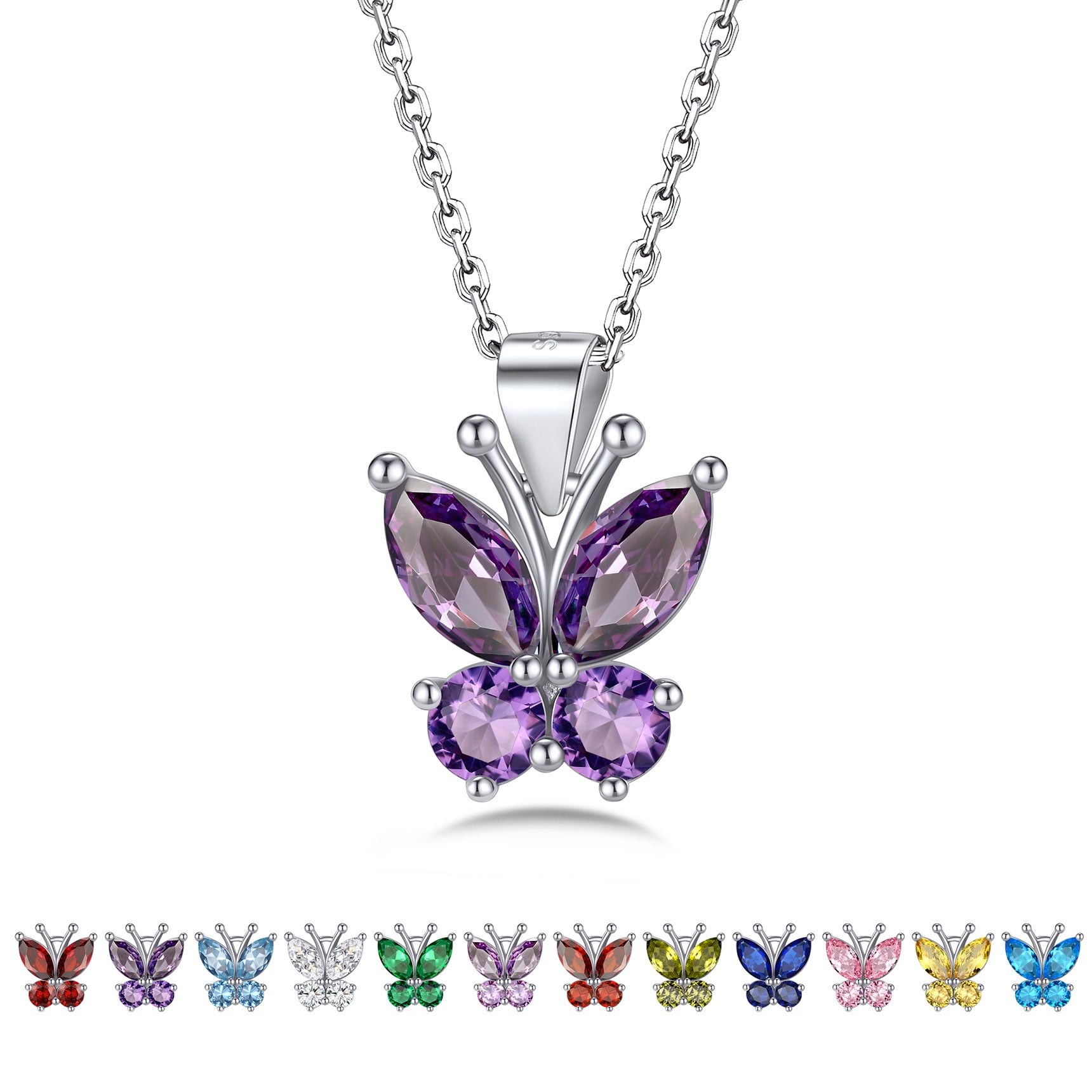 DEQIYIJI Cute Butterfly Pendant Necklace For Women & Girls – Gold Tone Chain, Colorful Animal Charm, With Gift Card (Copper, No Gemstone)
