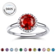 thumbnail image 1 of Bestyle Women Pure S925 Sterling Silver Rings with 2ct Round Created Ruby, Adjsutable July Birthstone Rings Birthday Mother's Day Jewelry Gift for Her, 1 of 9