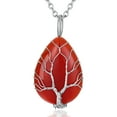 thumbnail image 1 of Bestyle Women Teardrop Necklace Pendant Healing Tree of Life Jewelry Nature Red Agate Gemstone Necklace Birthday Gifts for Her - January, 1 of 9