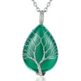 thumbnail image 1 of Bestyle Women Teardrop Necklace Pendant Healing Tree of Life Jewelry Synthetic Green Emerald Gemstone Necklace Birthday Gifts for Her - May, 1 of 8