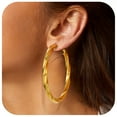 thumbnail image 1 of Bestyle Women's 18K Gold Plated Twist Hoop Earrings Large Thick Hypoallergenic Cartilage Earrings for Everyday Wear - 60mm, 1 of 9