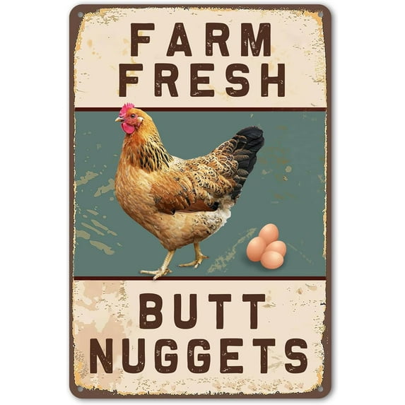 Bestylez Funny Chicken Coop Sign Vintage Chicken Sign - Farm Fresh Butt Nuggets Sign Outdoor Chicken Decor 8" * 12" (277)