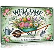 Bestylez Gardening Gifts Vintage Gardening Signs Welcome to My Garden Tin Sign for Home Garden Greenhouse Living Room Bedroom Yard Cottage Outdoor Decor 8X12 Inch 3357