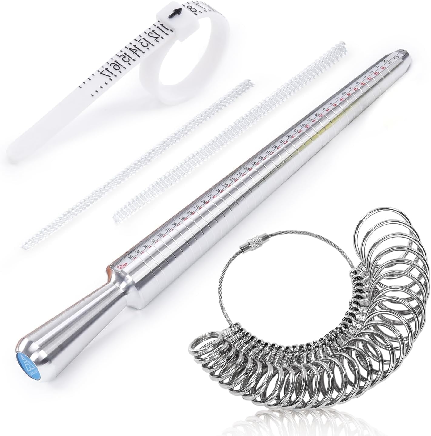 Bestyol 5 Pcs Ring Sizer Measuring Tool, Set with Aluminum Ring Mandrel ...