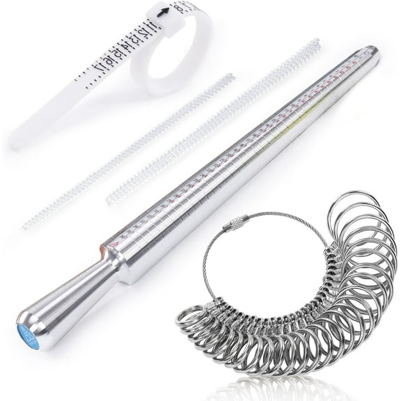 Bestyol 5 Pcs Ring Sizer Measuring Tool, Set with Aluminum Ring Mandrel Metal Gauge US Size 1-13 for Jewelry Sizing Measuring, Rings Sizes Tools Kit Adjuster for Women Men Rings