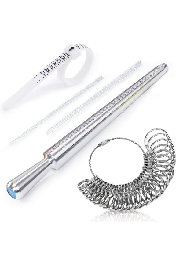 5 Pcs Ring Sizer Measuring Tool, Set with Aluminum Ring Mandrel Metal Gauge US Size 1-13 for Jewelry Sizing Measuring, Rings Sizes Tools Kit Adjuster for Women Men Rings