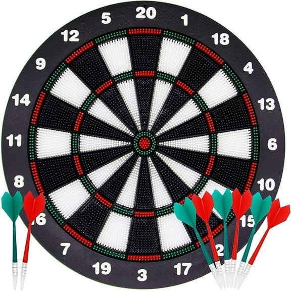 Bestyol Dart board,Safe Dartboard Set 42cm /16.5-inch for Children and Adults Dartboard with 6 Darts Set