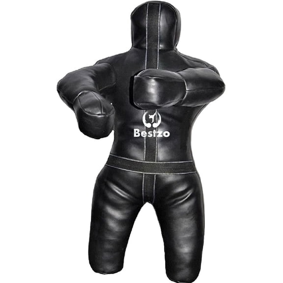 Bestzo 70 Inch MMA Grappling Dummy, Brazilian Jiu-Jitsu BJJ Wrestling Dummy, Throwing & Punching Dummy for Judo, Karate, Boxing & Martial Arts Training - Black, Unfilled