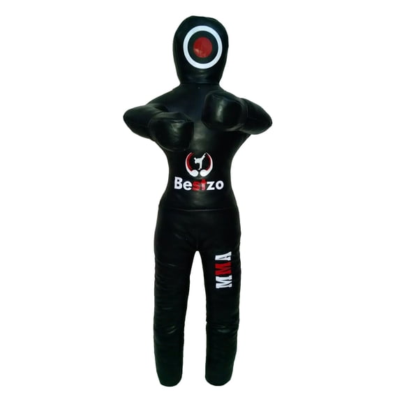 Bestzo MMA Grappling Dummy 59 Inch Unfilled Synthetic Leather BJJ Wrestling & Judo Training Dummy with Arms & Legs, Throwing, Takedown & Ground Training, Black