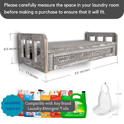 Besuete Wall Mount Laundry Soap Holder - Heavy Duty Hanging Wood ...