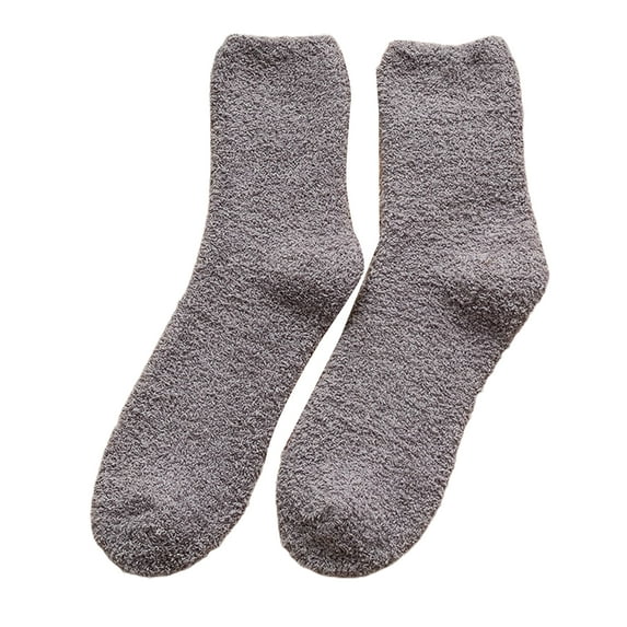 Besufy 1 Pair Men Socks Solid Color Thickened Winter Autumn Anti-friction Warm Soft Floor Socks for Home,Dark Gray