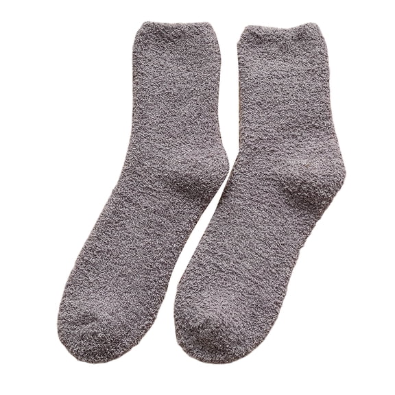 Besufy 1 Pair Men Socks Solid Color Thickened Winter Autumn Anti-friction Warm Soft Floor Socks for Home,Dark Gray