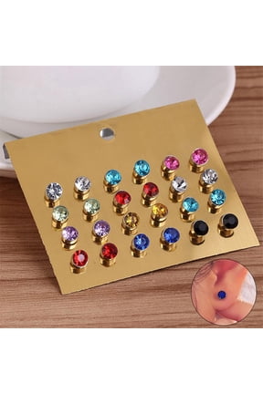 12Pcs/Set Earrings Nickel-free with Rhinestone Alloy Women Earring for Birthday