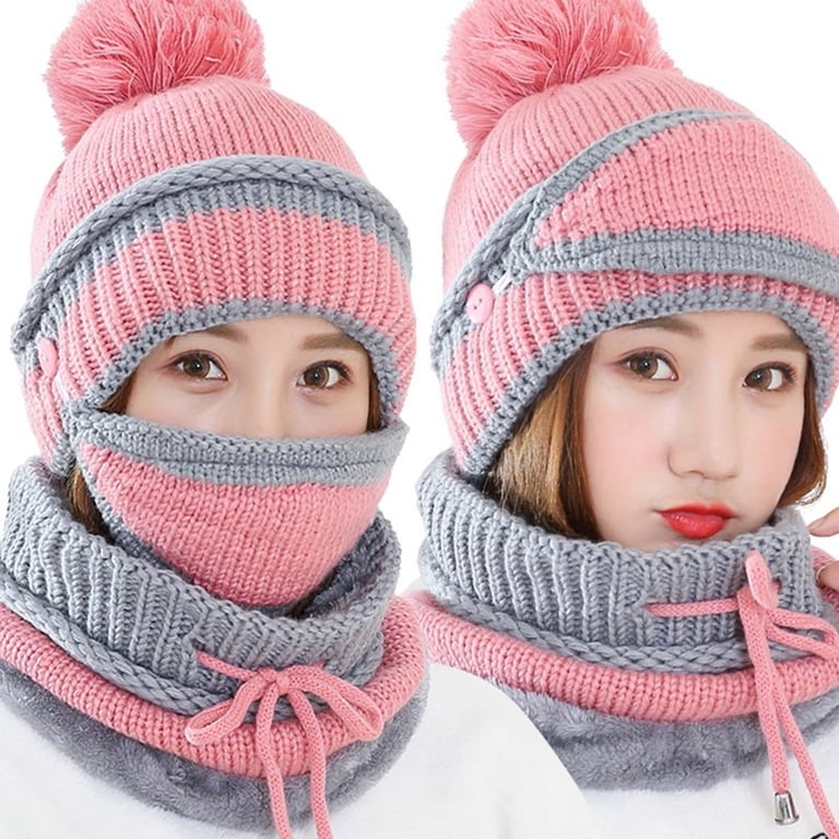 Besufy 3 Pcs Adult Winter Women Thicken Warm Knitted Pompom  display picture 3