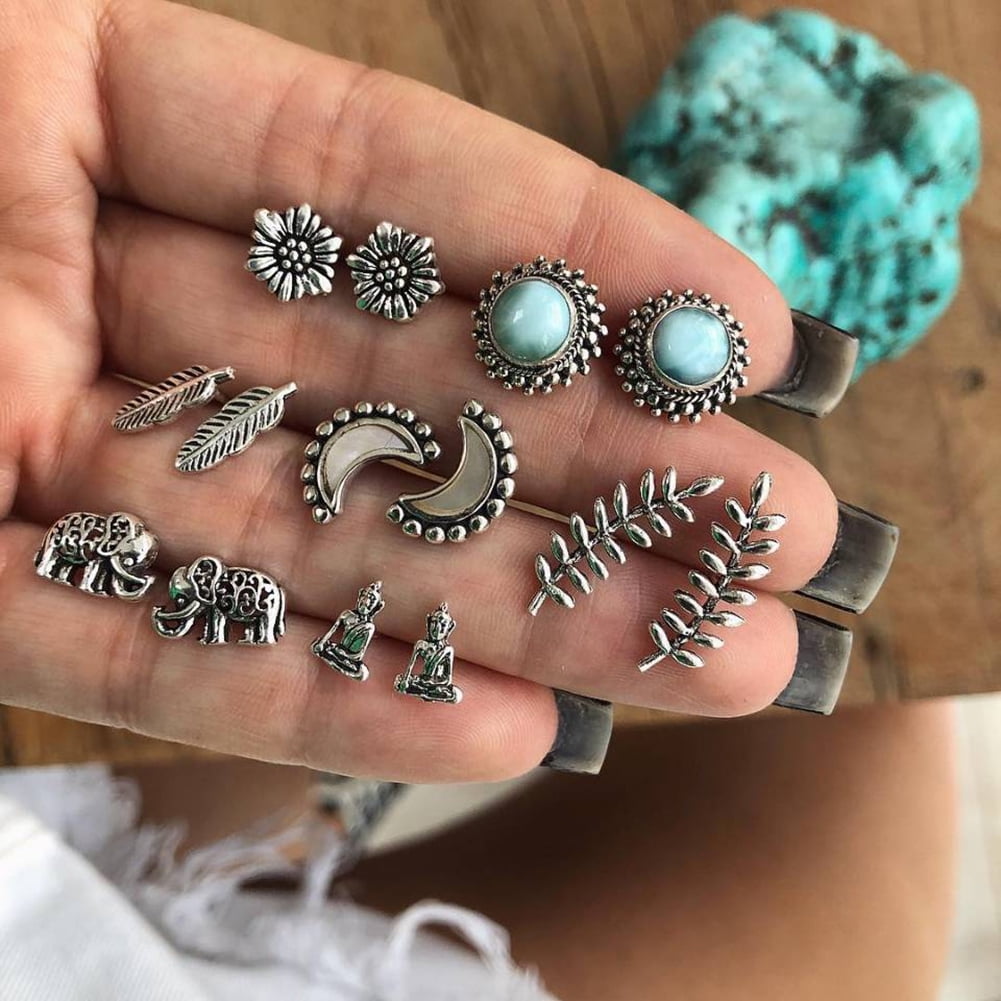 Boho stud earring set sale