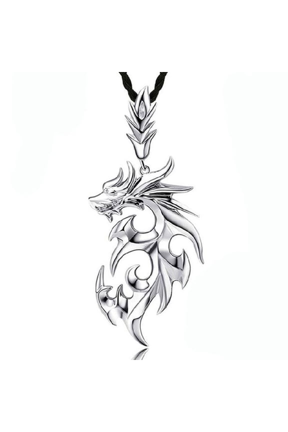 Adult Necklace Vintage Men Drago-n Shape Pendant Faux Leather Rope Necklace Party Jewelry Gift