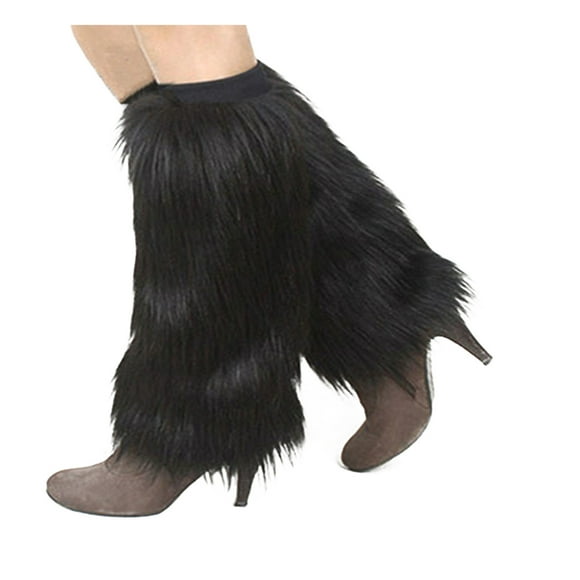Besufy Adult Women Leg Warmer Winter Boot Covers Furry Solid Faux Fur Socks