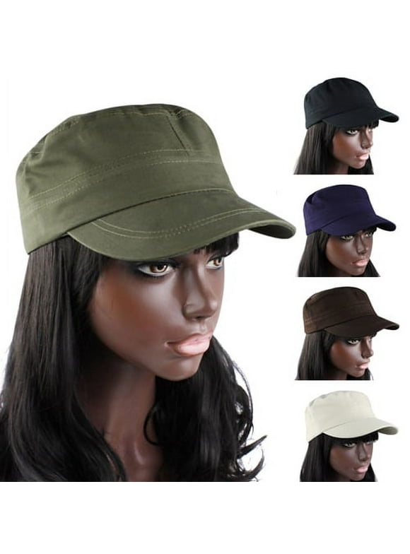 Besufy Classic Women Men Adjustable Cadet Style Cap,Plain Vintage Army Military Hat for Sports Daily Life Army Green