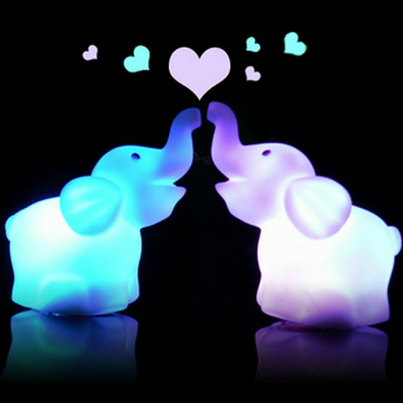 Besufy Cute Elephant Shaped LED 7 Color Changing Lamp Night Bedroom Home Decor Gift