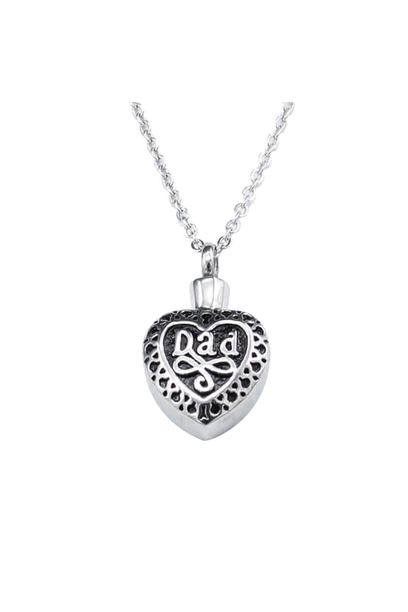 Heart Shape Dad Keepsake Ashes Cremation Pendant Memorial Urn Necklace Jewelry