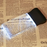 Besufy Magnifier 2X Handheld LED Light Rectangular Magnifying Glass Seniors Reading Magnifier