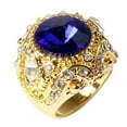 thumbnail image 1 of Besufy Men's Vintage Luxury Big Resin Crown Gold Plated Alloy Ring Jewelry Size 7-10, 1 of 8