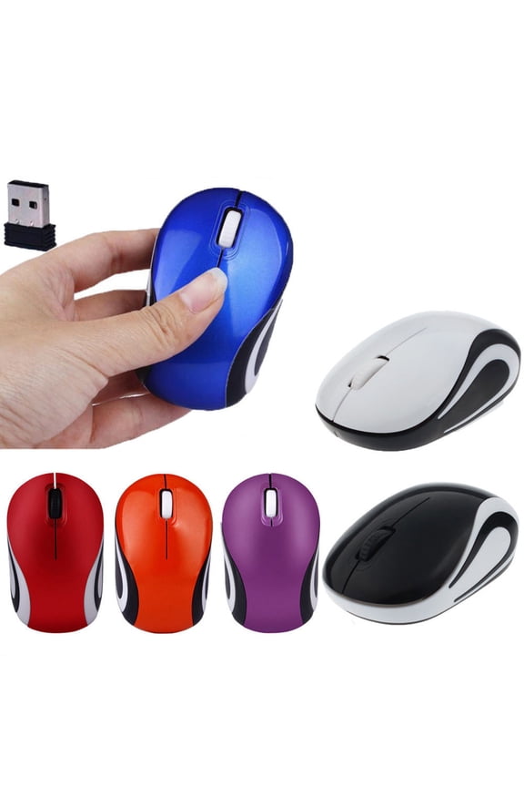 Mini 2.4 GHz Wireless Optical Mouse, 800-1600 DPI, Black