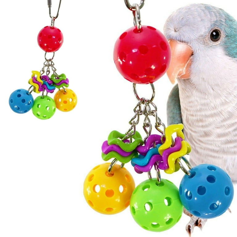 Besufy Parrot Toy Colorful Ball Parrot Bird Parakeet Bite Climbing Play Hanging Toy Pet Cage Decor