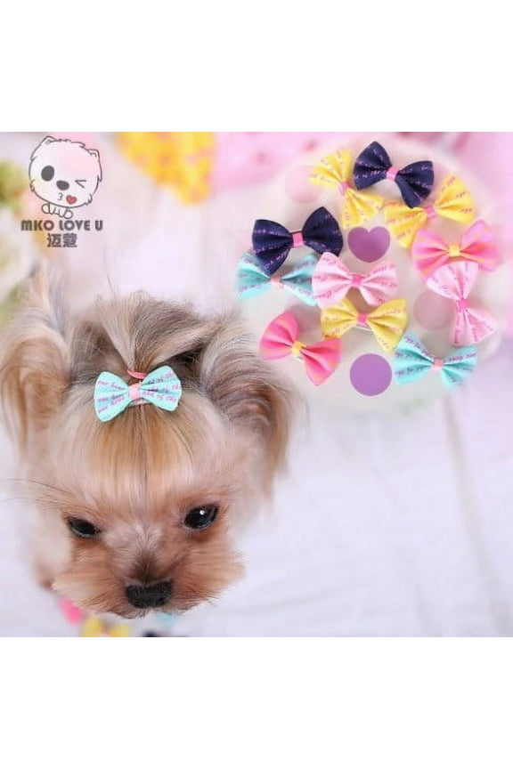 Pet Bow Tie Hair Clips, Multicolor, 6 Pack