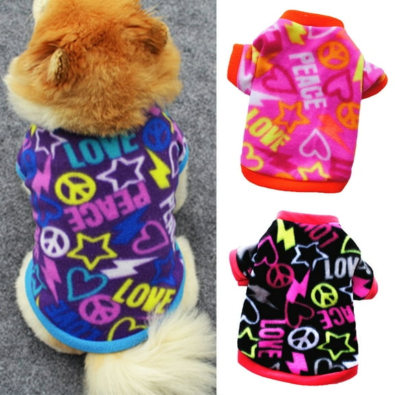 Besufy Pet Dog Clothes Puppy Winter Soft Warm Heart Star Print Coat Apparel