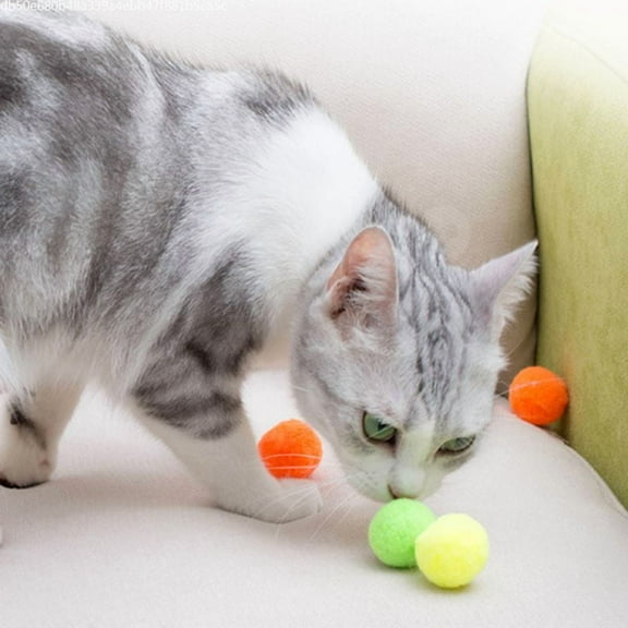 Besufy Soft Polyester Plush Balls Interactive Cat Toy Set, Multicolor (10 Pack)